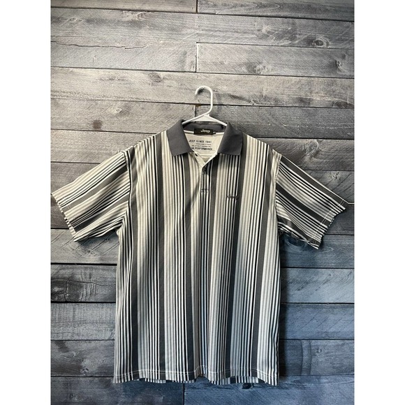Jeep Men’s Short Sleeve polo Gray and whote stripped Size XXL‎ - Picture 1 of 9